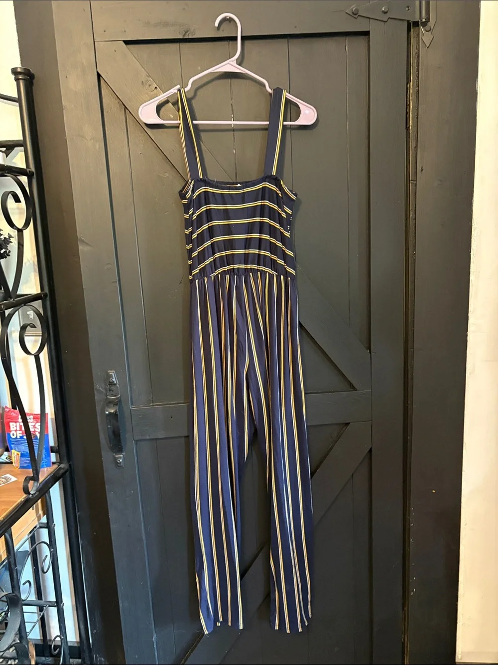 Striped Navy and Yellow Jumpsuit